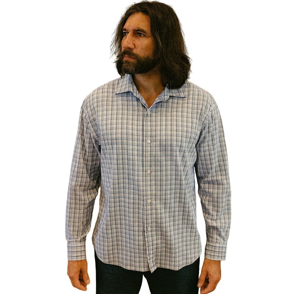 All season stretch no iron fitted plaid Tommy hilfiger dress shirt 17 34 / 35 XL